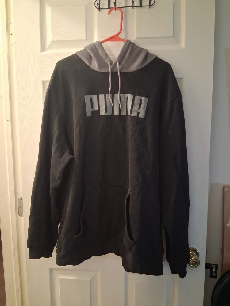Mens PUMA 3XL PUMA Hoodie Pullover Sweatshirt Black Gray