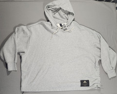 adidas Men’s Gray Solid Pullover Hoodie M Cotton Logo Drawstring
