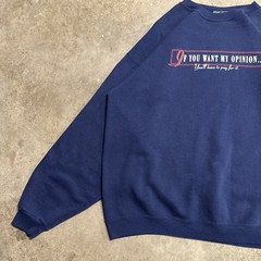 Vintage Quote Sweatshirt Mens XL Navy 90s USA Funny Opinion Finance Parody