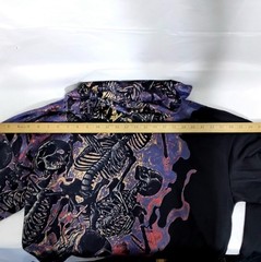 Skeletons Hooded Sweatshirt Size Large With Vibrant Multi-Color Graphic Design