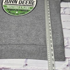 John Deere Mens Heather Gray Pullover Hoodie Graphic Sweatshirt Size Medium