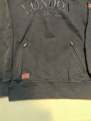 Zone One London England Embroidered Hoodie Sweatshirt Black Size Small Union Jac