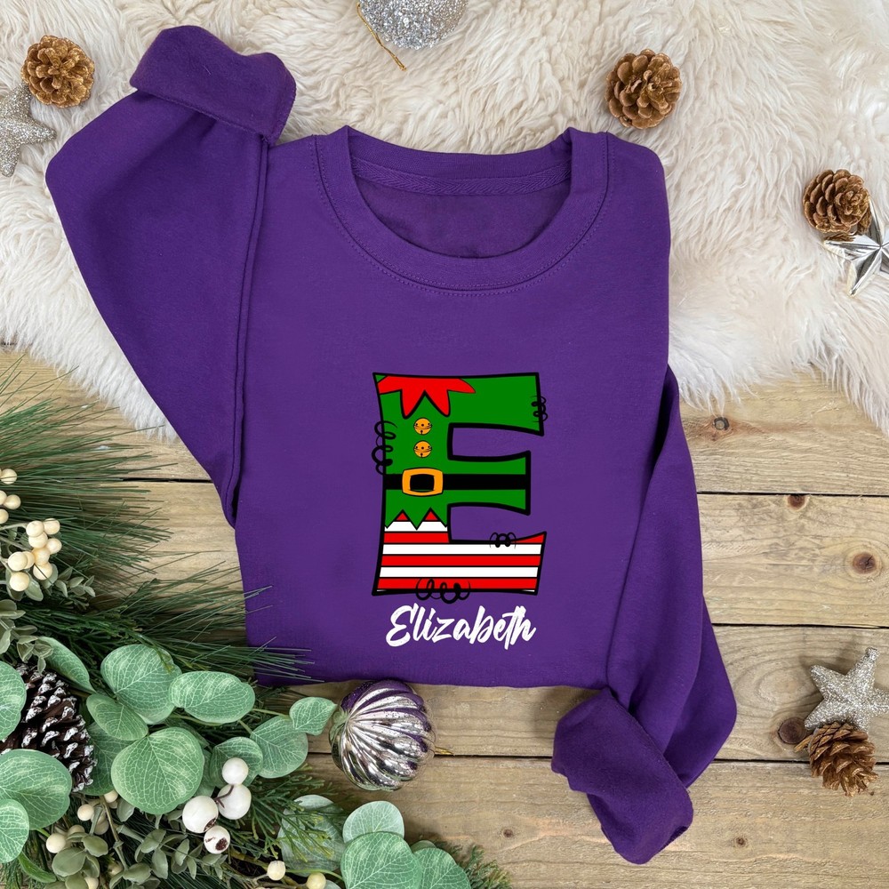 Personalised Alphabet ELF Family Christmas Jumper | Xmas Sweatshirt | Novelty