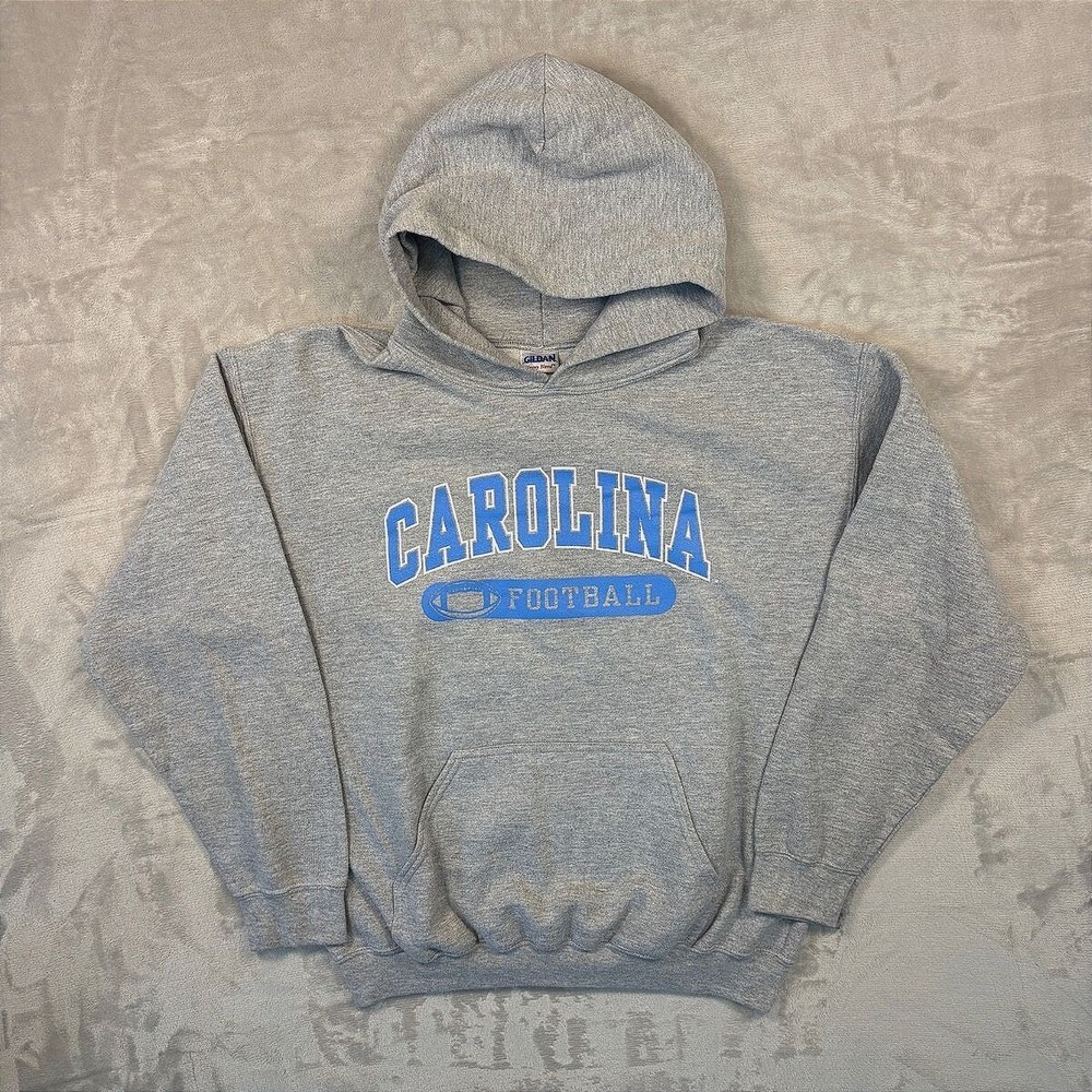 Carolina Football Hoodie Size Large Grey Gildan Heavy Blend Pullover Sweatshirt