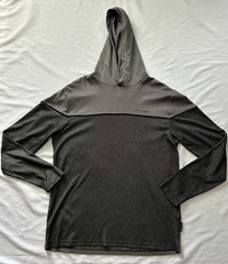 Mens, James Scott Long Sleeve Black/grey Hooded Shirt Size L