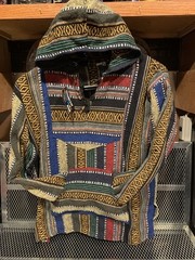 Hoodie Baja Shirt Pullover Made in India Skater Rasta Medium New Wood Buttons