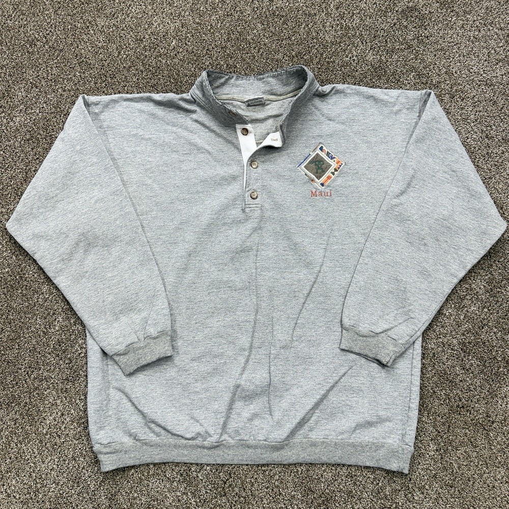 SGT Leisure Maui Embroidered Collared Sweatshirt Men’s Size XXL Gray USA Made