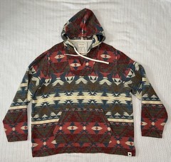 Lucky Brand Hoodie Mens Aztec Geometric Pullover XXL 27” X 30” Sweater Casual