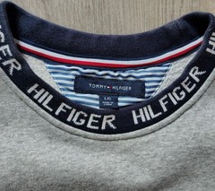 Tommy Hilfiger Sweatshirt Men’s Size L Gray Navy Blue Color Block Crewneck Logo