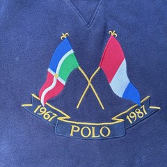 Polo Ralph Lauren Cross Flags Mens Sweatshirt Navy Fleece Embroidered Size XL