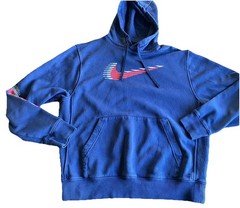 Nike Long Sleeve Hooded Sweatshirt Navy Blue Red White Logo Medium
