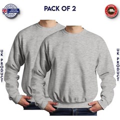 Mens Sweatshirt 2 Pack Heavy Blend Crew Neck Plain Jumper Pullover High Quality