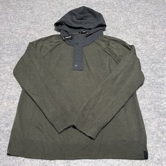 Express Pullover Hoodie Men’s Size Large Green Gray 1/4 zip with buttons
