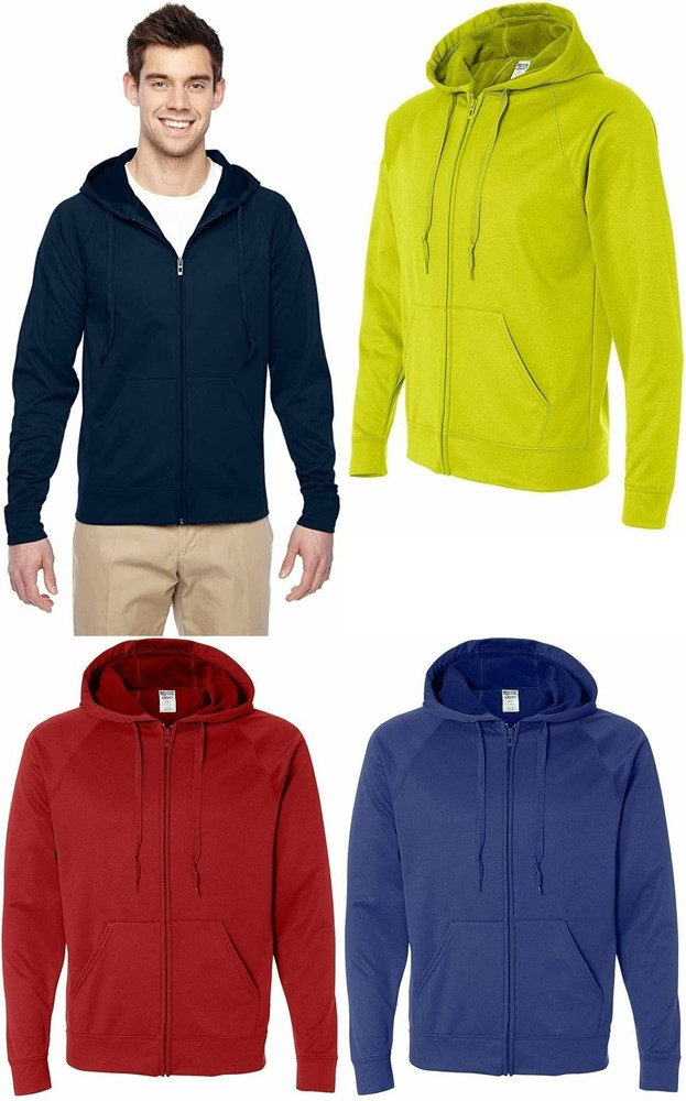 Jerzees Men’s Hoodie Sweatshirt NuBlend Moisture Management Full Zip Fleece