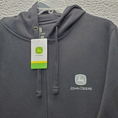 John Deere Full Zip Hoodie Men XL Multi Fleece Lined Run Your World Graphic Back