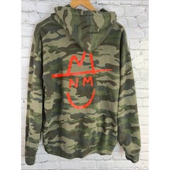 NIKO MOON Camo Pullover Hoodie Olive Green Orange Logo Sweatshirt