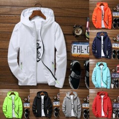 Men Waterproof Wind Breaker Zipper Hoodie Light Jacket Outwear Gym ThinWind Coat