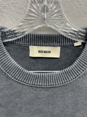 Buck Mason Sweatshirt Mens XL Blue Waffle Knit Crewneck Sweater 100% Cotton