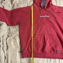 Vintage 90s Y2K Quiksilver Hoodie Design Surf Skate Red Thrashed Mens Medium