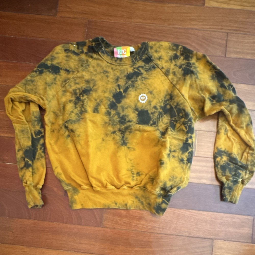 Big Bud Press mustard Black Tie-Dye Crewneck sweatshirt XXS