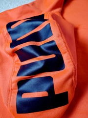 PUMA WarmCELL Orange Graphic Logo Polyester Fleece Pullover Hoodie Men’s XL