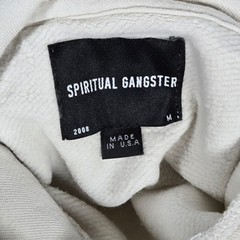 Spiritual Gangster SG Monogram Classic Hoodie Sweatshirt Beige M Made in USA