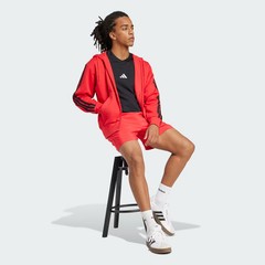 adidas Essentials 3-Stripes Fleece Hoodie Red