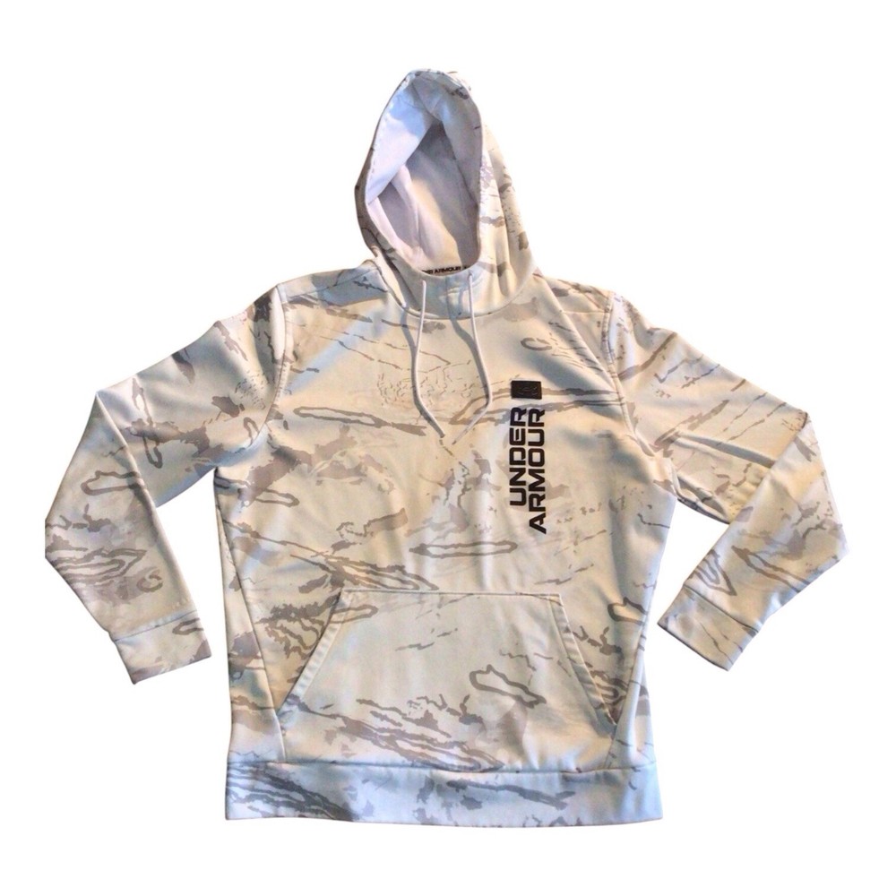 Under Armour Men’s White Gray Camo Storm Hoodie Size Large Spell Out