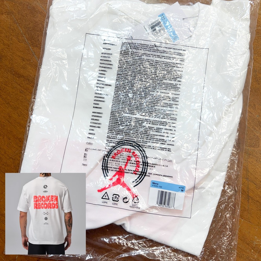 *NEW* Men NIKE AIR JORDAN Broken Record Graphic Tee WHITE (IF3055 100) 👍
