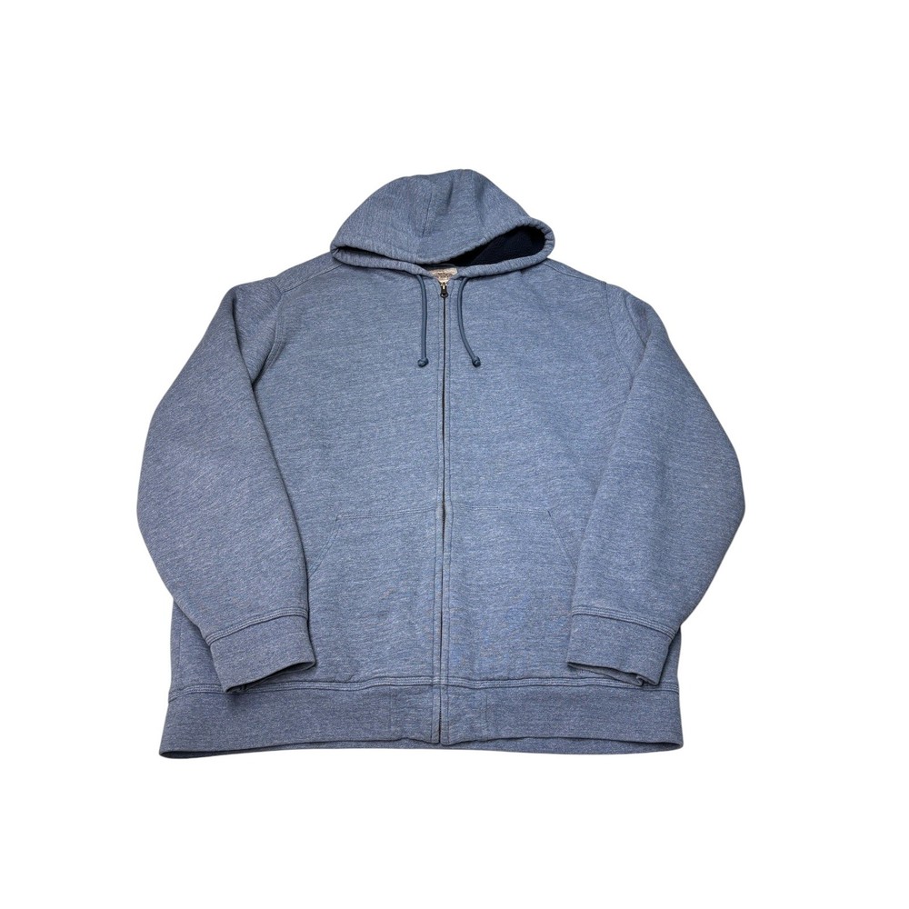 L.L. Bean Katahdin Iron Works Sherpa Lined Zip Hoodie Blue Mens LG-Tall 285370