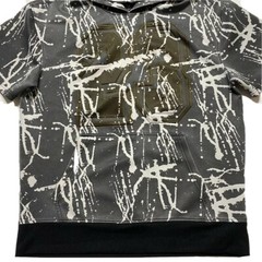1738 ORIGINAL Mens M Hoodie Gray White Paint Splash # 23 Short Sleeve Kangaroo