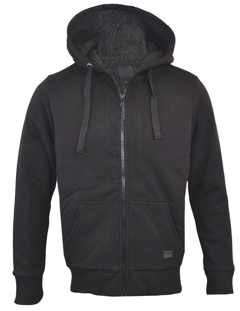 Mens Hooded Sherpa Fur Lined Padded Fleece Jacket Coat Plain Full Zip M-XXL