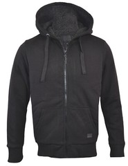 Mens Hooded Sherpa Fur Lined Padded Fleece Jacket Coat Plain Full Zip M-XXL