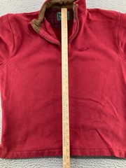 Vintage Woolrich Sweatshirt Mens Large Red Deep Ruby Fleece Pocket Quarter Zip