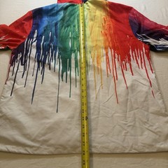 Shein Rainbow Paint Drip Hoodie Color Splash Graphic Pullover ZipUp Streetwear L