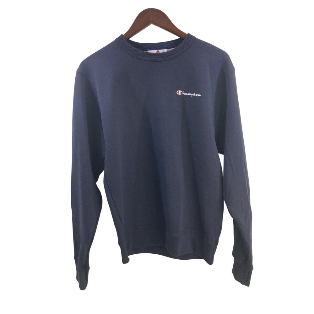 Champion Men Small Sweatshirt Navy Blue Round Neck Long Sleeves New
