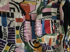 PUMA Forever Better Graphic Hoodie Mens XXL Colorblock All Over Print Streetwear
