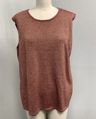 Susan Graver Sweater Duster Cardigan & Tank 2 PC Set Womens 1X Red Gold Shimmer