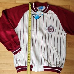 VTG Spaulding Sport Mens Large Baseball Sweatshirt Pinstripe Jersey Full Zip