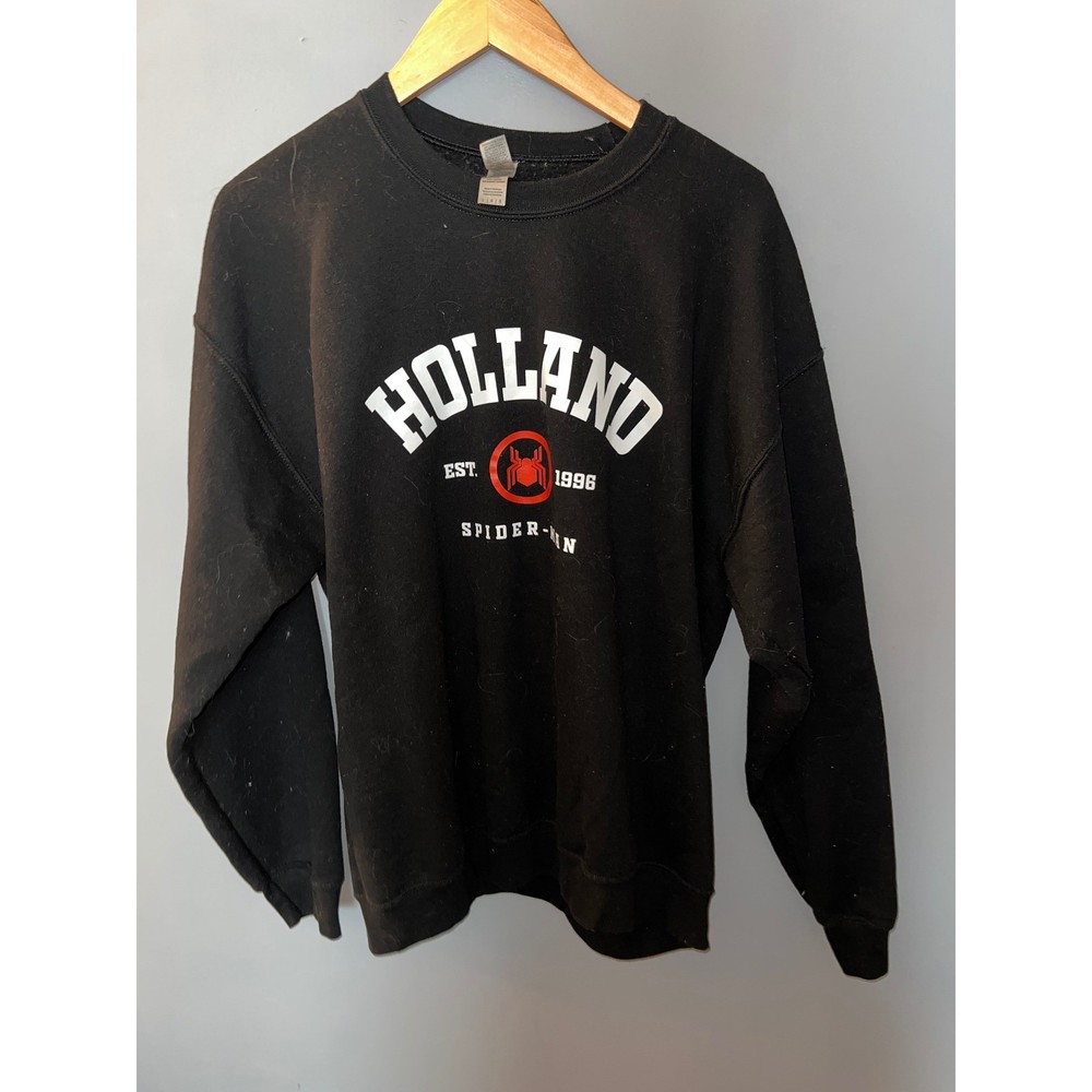 Gildan Tom Holland Spider-Man Est 1996 Black Graphic Crewneck Sweatshirt Large