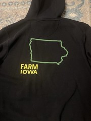 John Deere Tractors Fleece Pullover Hoodie Sweatshirt Black Farm Iowa. Mens L