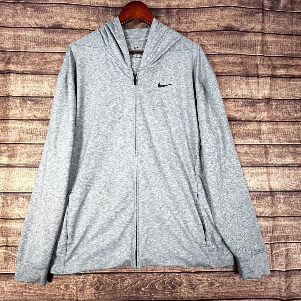 Nike Dri-FIT Full Zip Hoodie Men’s XL Gray BQ2864 Yoga Training Jacket Athletic