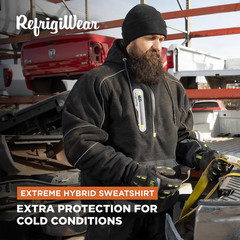 RefrigiWear Men’s Extreme Hybrid Pullover Sweatshirt Reflective Insulated Hoodie