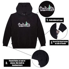 Humboldt Big Treelogo Embroidered Heavyweight Pullover Hoodie Black White Kelly