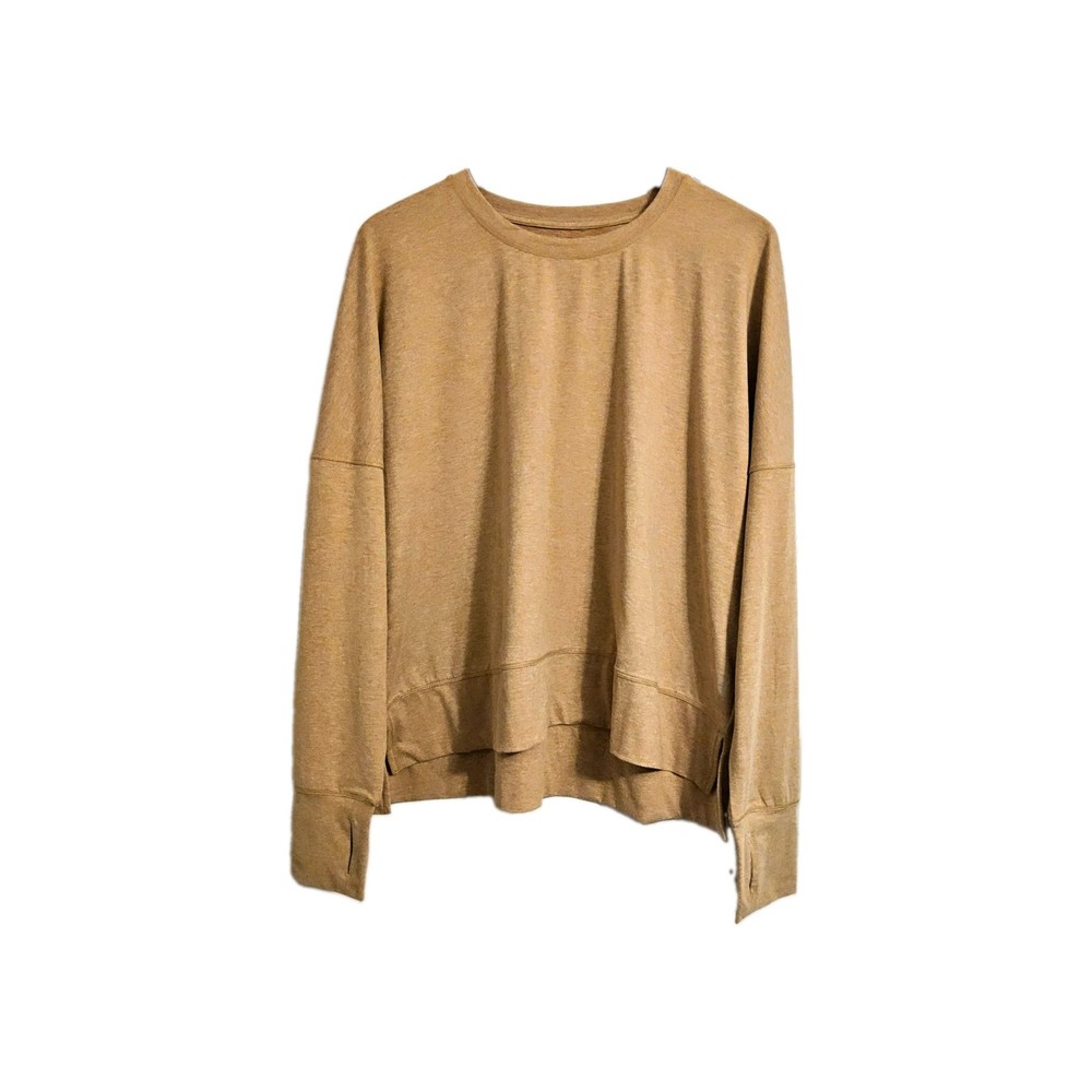 Huk Men’s Bayside Pullover Crew Neck Sweatshirt Solid Beige XL Polyester/Spandex