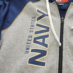 US Services Brigade United States Navy Military Zip Hooded Sweatshirt Large Mens