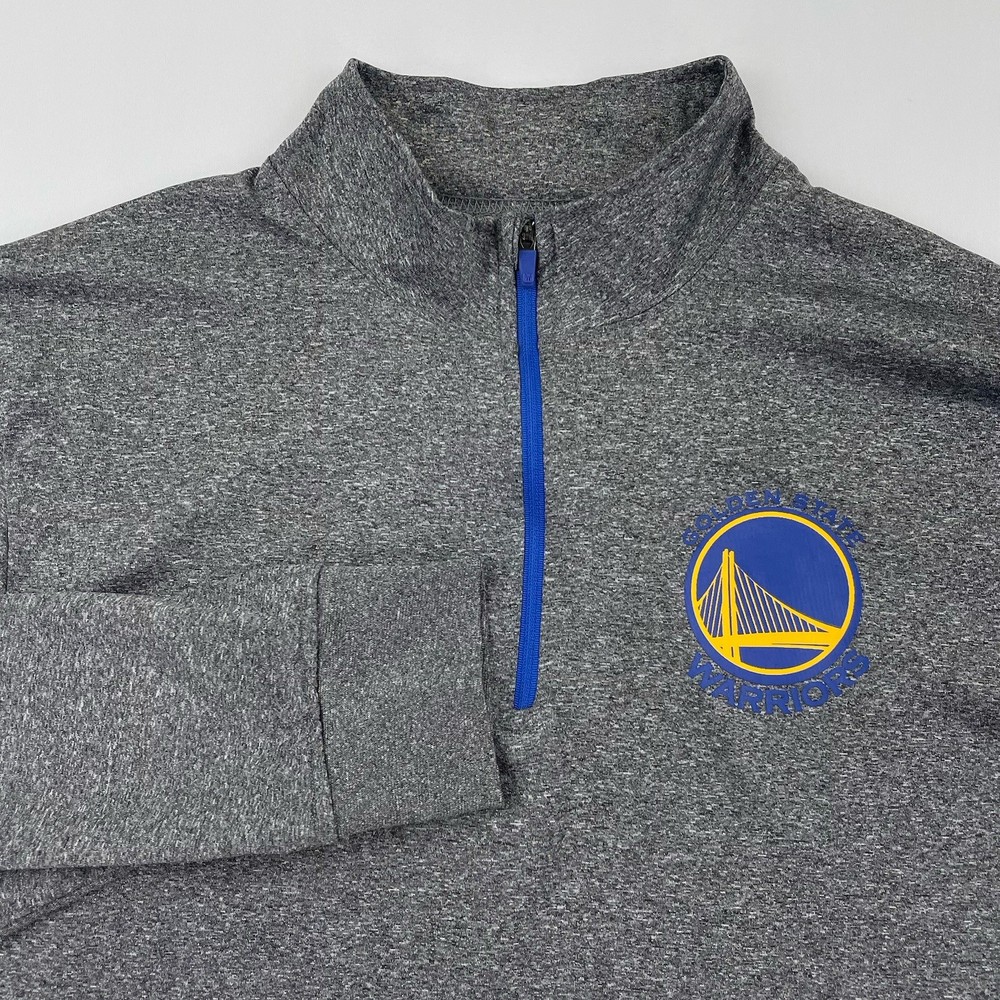 Golden State Warriors Pullover Sweatshirt Men M Gray Modern Graphic Logo 1/4 Zip