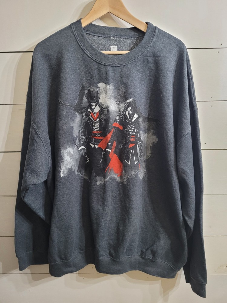 Assassins Creed Mens Sweatshirt Crewneck Lvl Up Loot Crate Exclusive 2X Gray