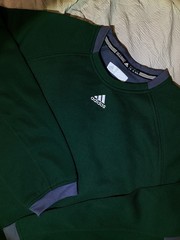Vintage Deadstock Adidas Men’s XL Green/Grey Colorblock Crew Neck Sweatshirt