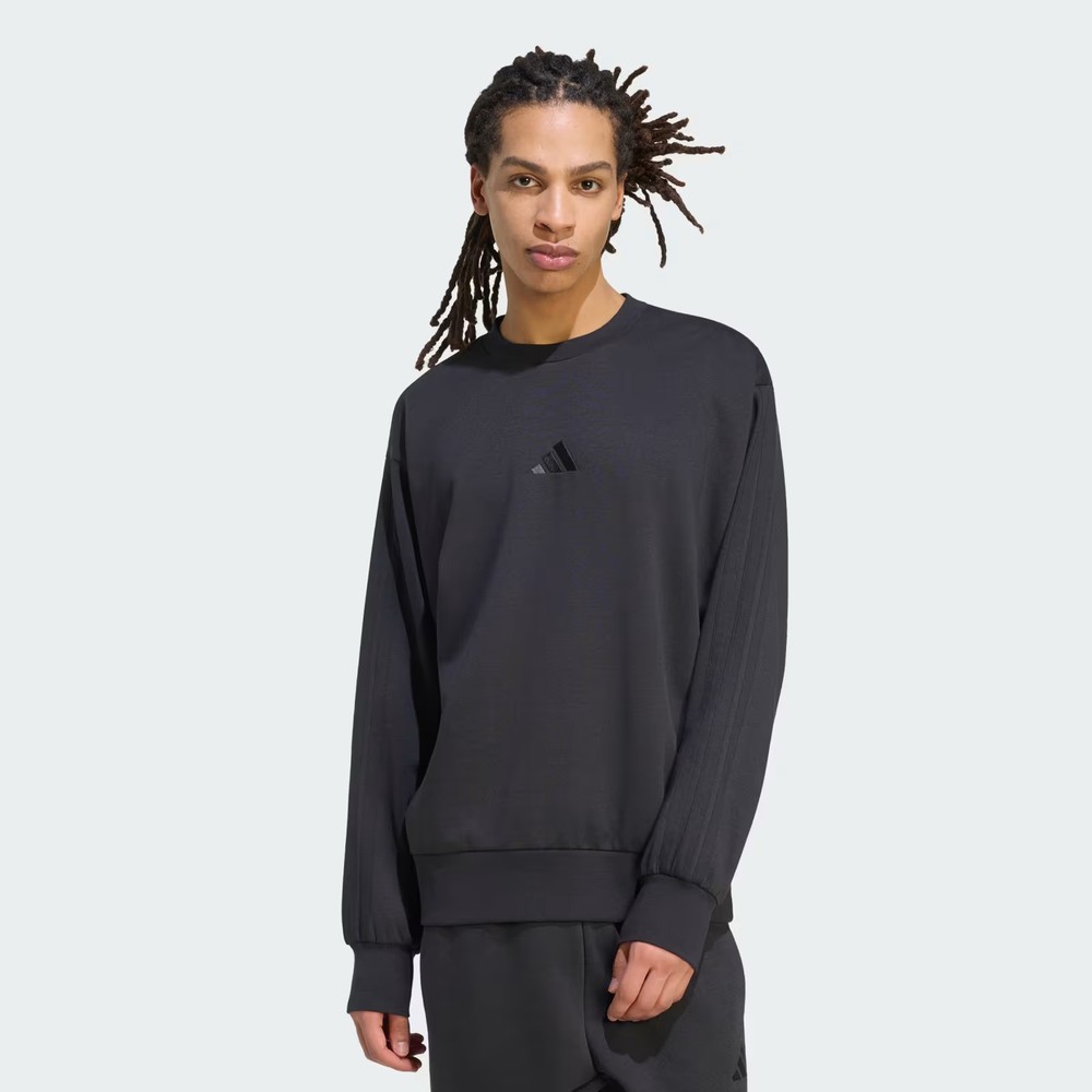 adidas Essentials 3-Stripes Fleece Sweatshirt Black